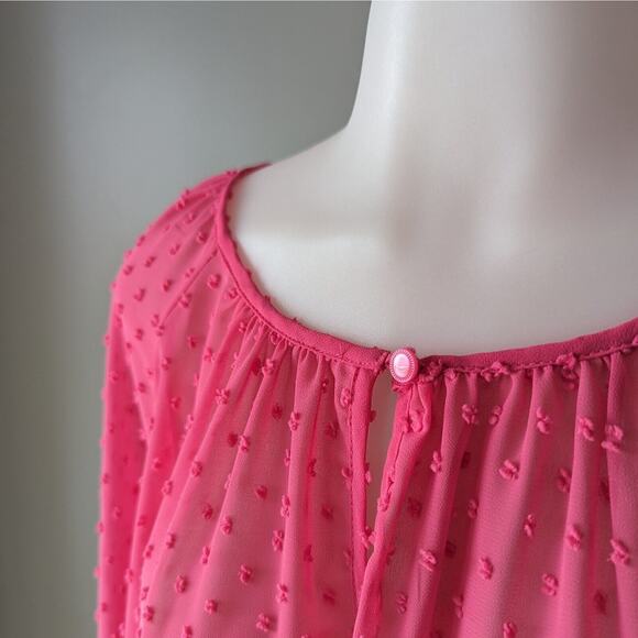 Cynthia Rowley Blouse Small Long Sleeve Sheer Pink Flowy Cottagecore Romantic - Picture 2 of 8